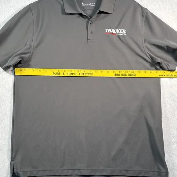 Under Armour Bass Pro Shop Polo Shirt Men's XL Heatgear Loose Tracker Boats Gray - Picture 8 of 9